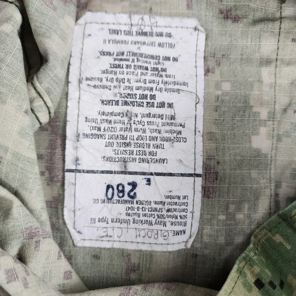US Navy Blouse Medium Reg Working Uniform Type III NWU Green Camo Top Golden Mfg